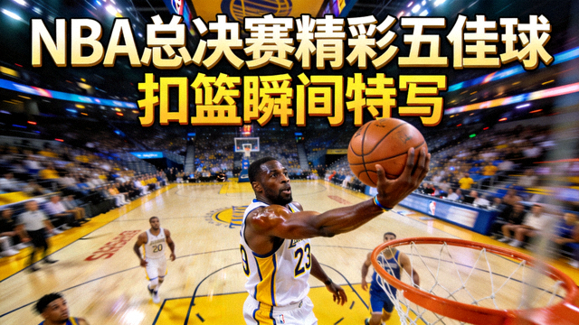 NBA 总决赛精彩五佳球录像封面，球员扣篮瞬间特写