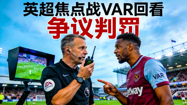 英超焦点战争议判罚 VAR 回看录像封面，裁判与球员沟通画面